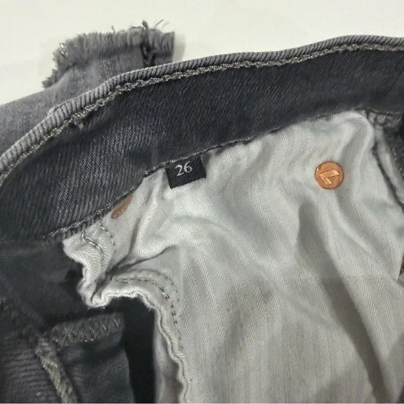 7 For All Mankind High Waist Slim Kick Fray Hem Jeans Luxe Vintage Cher Grey 26 - Picture 9 of 14